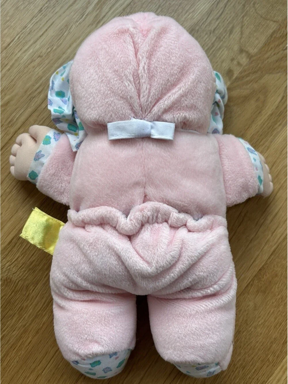 Vintage Babyland 1987 Cabbage Patch Plush Doll Brown Hair Eyes 10”  Rattle